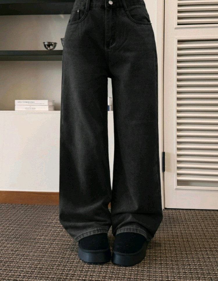 여성)흑청 와이드 데님 팬츠(새상품 27)--4