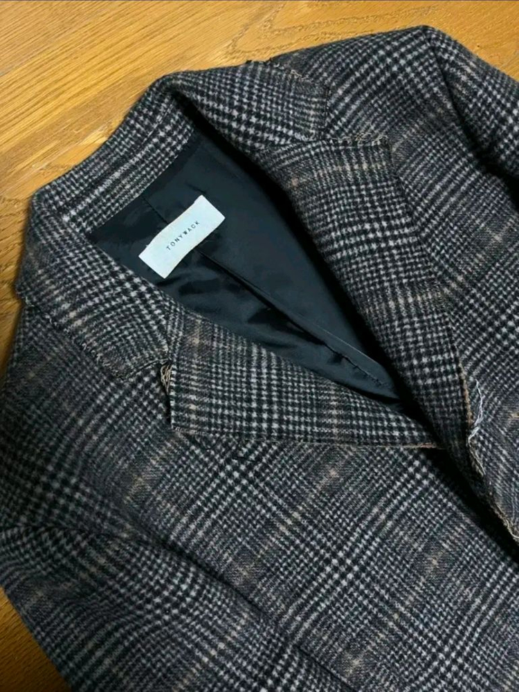토니웩 커팅 코트 브라운 글렌 체크 L 사이즈 이미지