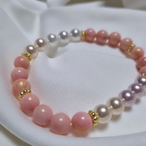 [새상품]수제 금채석/진주 원석 팔찌 이미지