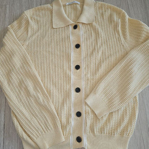 한섬 더캐시미어 크로셰 카라 가디건