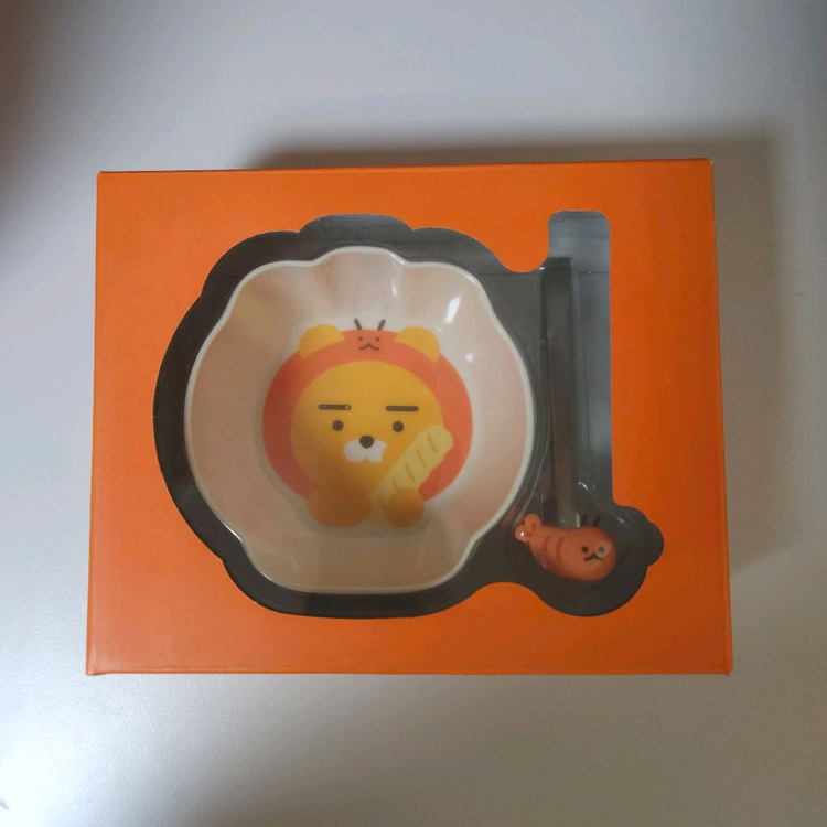 카카오프렌즈 카카오 라이언 농심 새우깡 그릇 집게 세트 식기 주방 귀여운 빈티지 인테리어 소품샵 소품 장식 방꾸미기--0