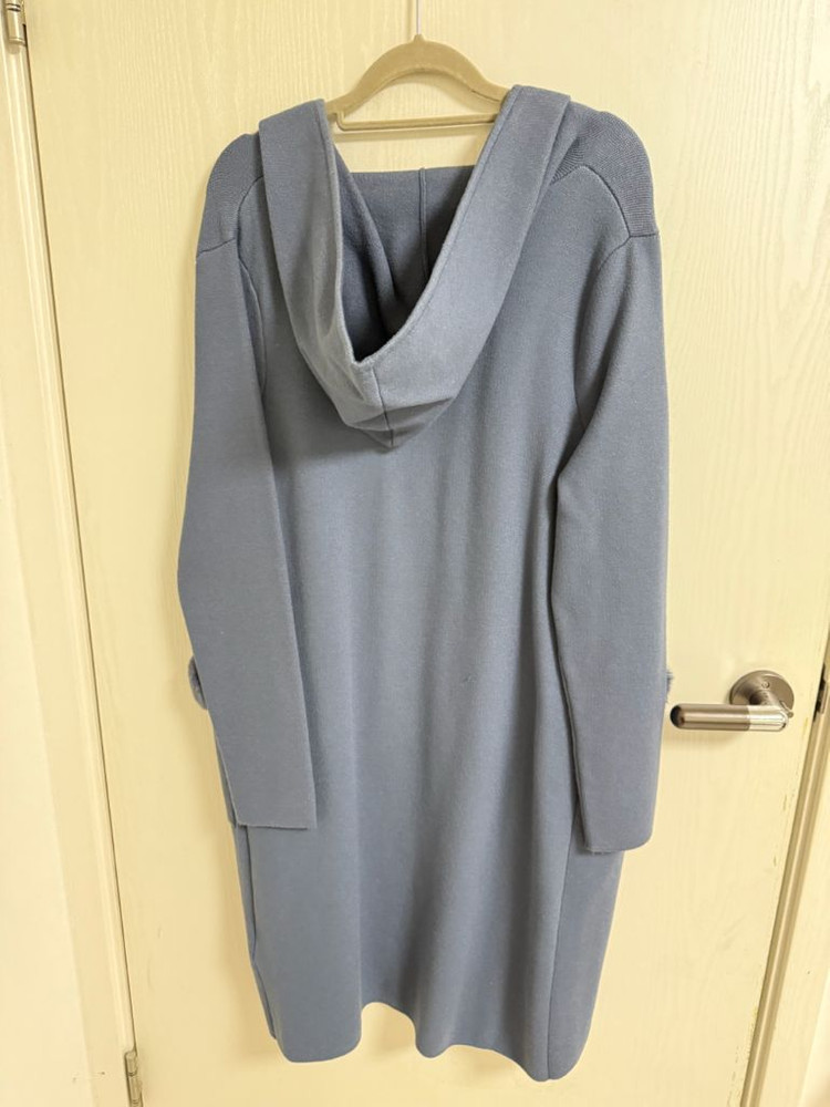 린 후드 니트 가디건 코트 55사이즈, 하늘색--1