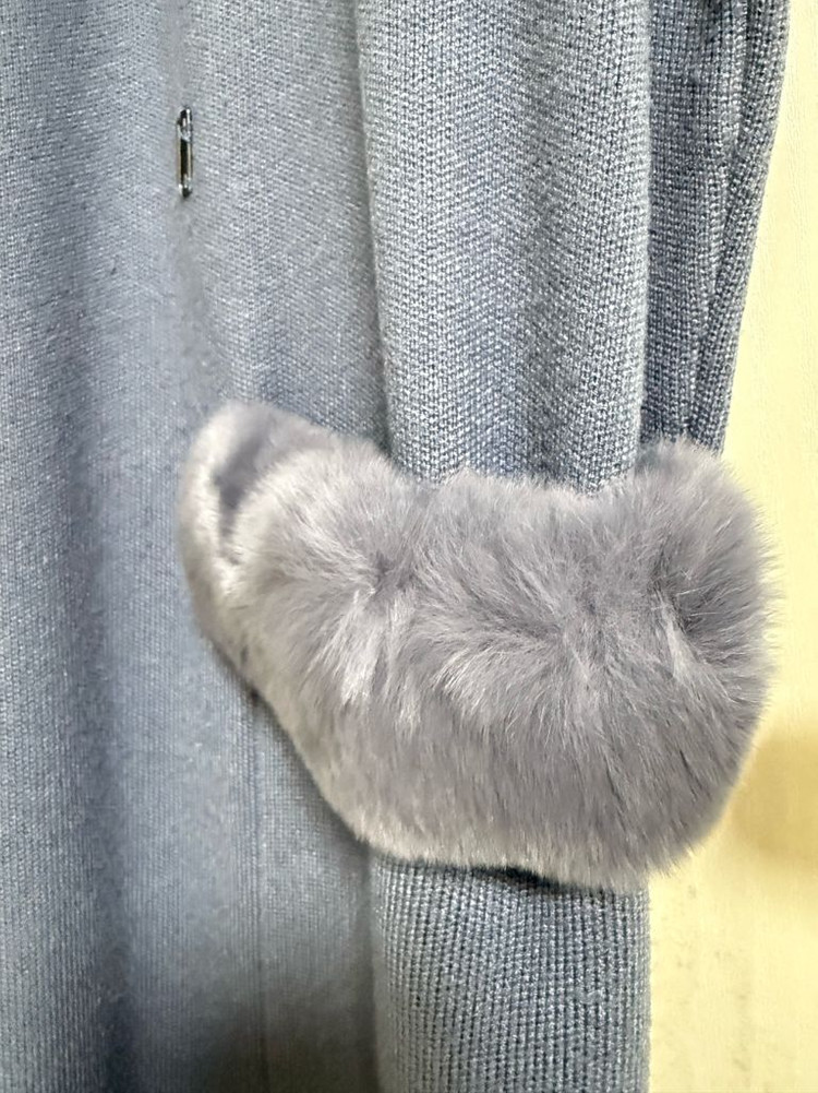 린 후드 니트 가디건 코트 55사이즈, 하늘색--3