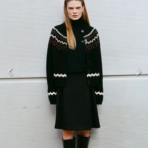 (안유진st) 르누이 램스울100% 자가드패턴 브리티시 가디건 (F) 이미지