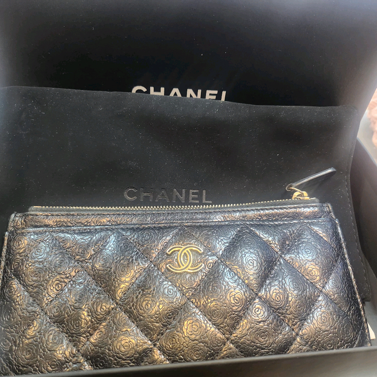 샤넬 까멜리아 지퍼장지갑 정품--4