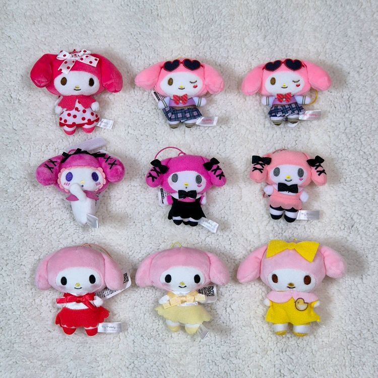 산리오 정품 마이멜로디 마멜 인형 스트랩 고무줄 키링 가방고리--0