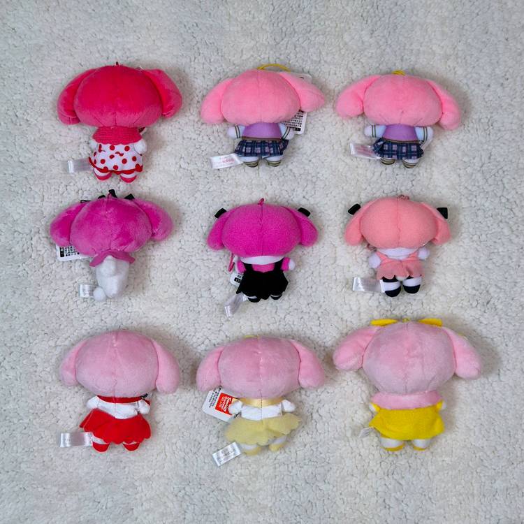 산리오 정품 마이멜로디 마멜 인형 스트랩 고무줄 키링 가방고리--1