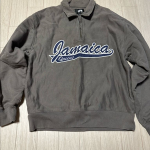 (L) 스투시 x 데님 티어스 하프 집 플리스