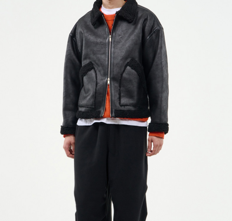 남자 무스탕 블랙 L--2