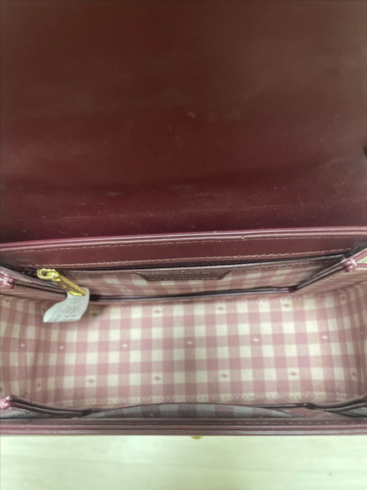 폴스부띠끄 체크 크로스백 버건디 이미지