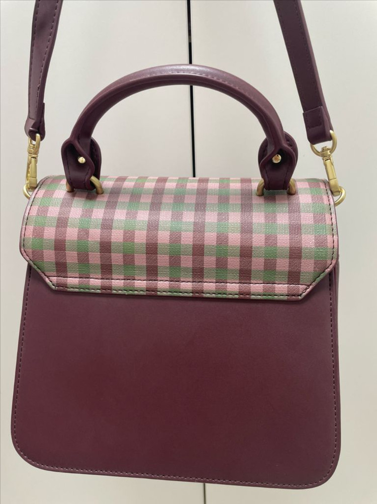 폴스부띠끄 체크 크로스백 버건디 이미지