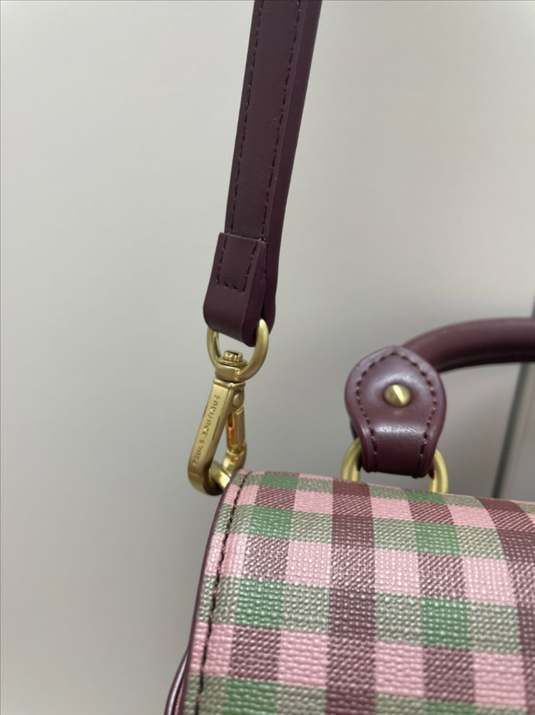 폴스부띠끄 체크 크로스백 버건디 이미지