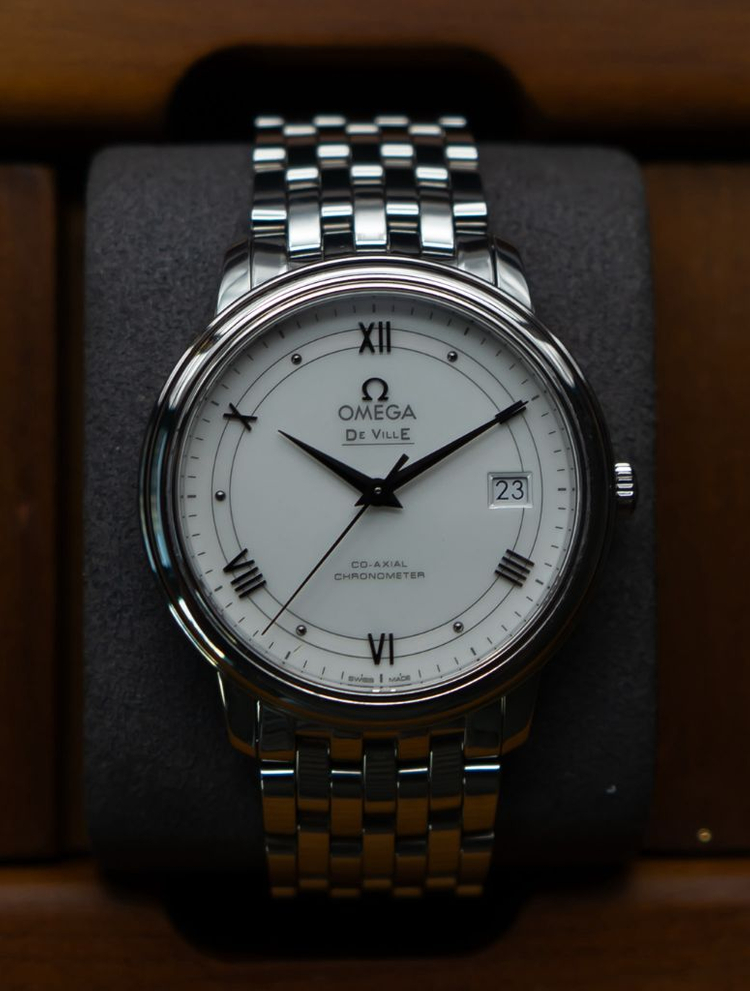 오메가 드빌 프레스티지 코엑시얼 36.8 오토매틱 시계--0