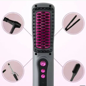 무선 빗 고데기 웨이브 볼륨 매직기 웨이브 세라믹 코팅 브러쉬 고대기(핑크색상)