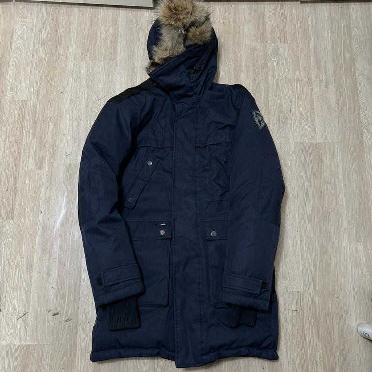 노비스 남성 와펜 덕다운 퍼후드 롱패딩 S/90--0