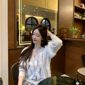 새상품)고퀄 폭스퍼 루즈핏 니트가디건 수입의류 이미지