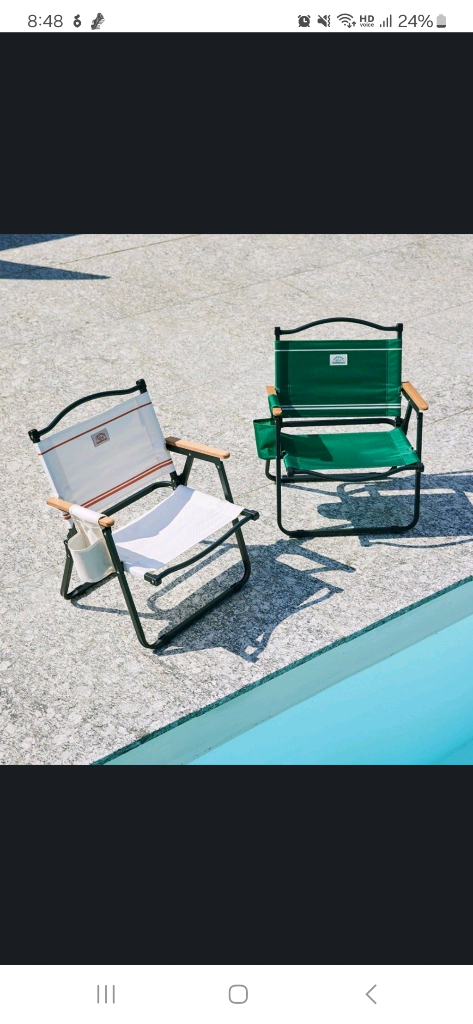스타벅스 라코스테 와이드 폴딩 체어 + 사이드포켓 set--0