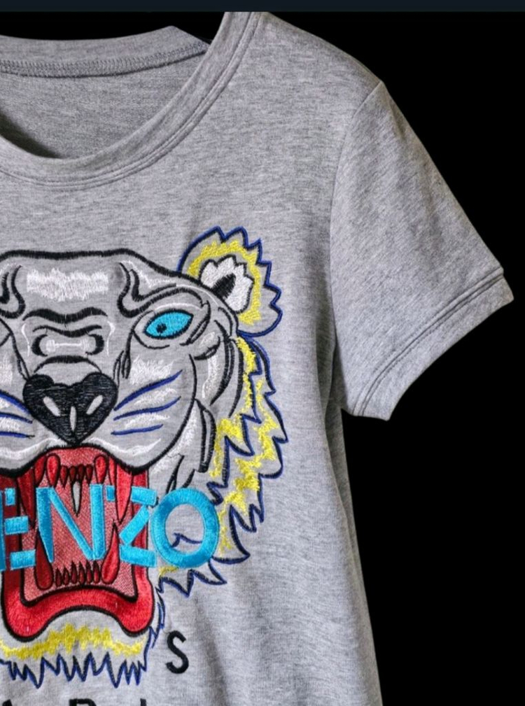 타이거 자수 반팔 여성 티셔츠 이미지