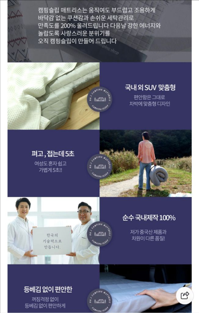 캠핑슬립 SUV 차박 매트 엠보 그레이 M 사이즈--4