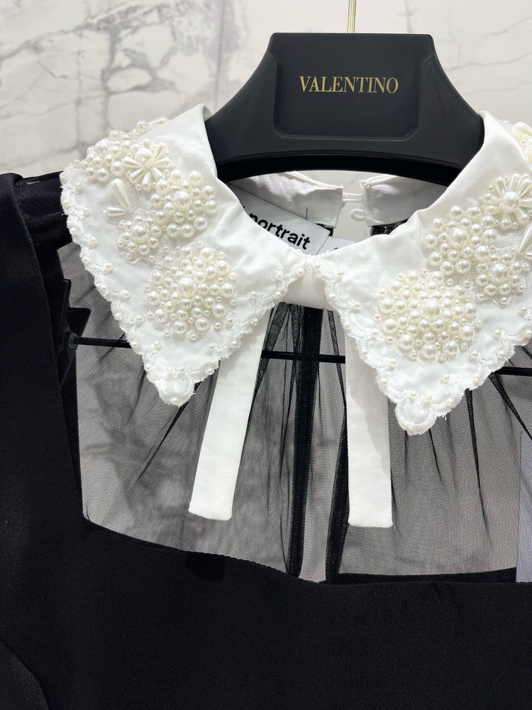 셀프포트레이트 26 클래식 블랙 러플 칼라 리본 여성 원피스 (2컬러)--3