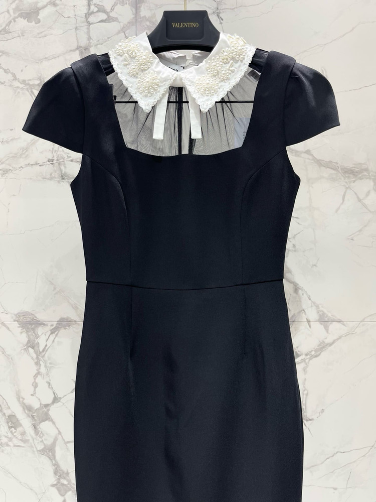 셀프포트레이트 26 클래식 블랙 러플 칼라 리본 여성 원피스 (2컬러)--2