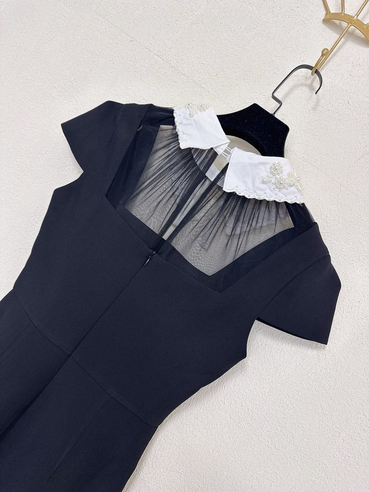 셀프포트레이트 26 클래식 블랙 러플 칼라 리본 여성 원피스 (2컬러)--9