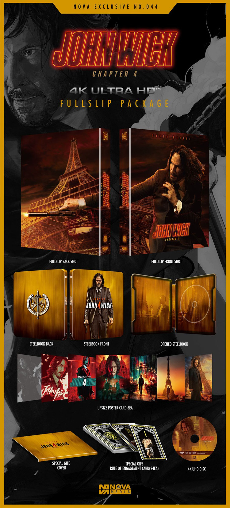 [새제품] 존윅4_1Disc, 4K 풀슬립 스틸북 한정판_블루레이--3
