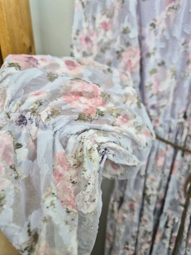 SJSJ 라벤더 플로럴 쉬폰 롱 원피스--4