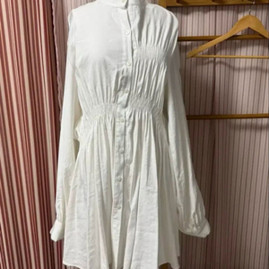 화이트 셔츠 셔링 미니원피스