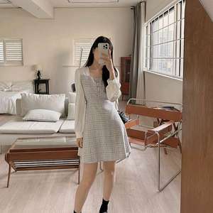 빅사이즈 트위드 원피스 블루