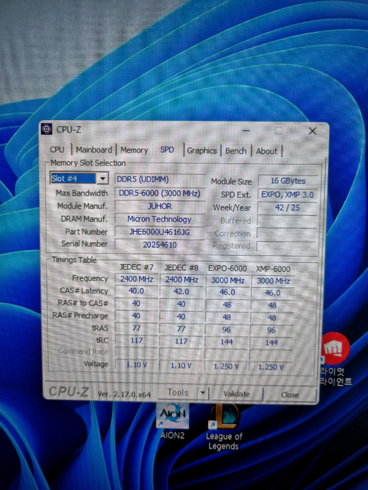 JUHOR DDR5 32GB(16*2) 6000Mhz CL46 화이트 메모리 램--3