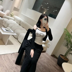 수입의류세트 쓰리피스 프린팅나시 가디건 팬츠 3pc