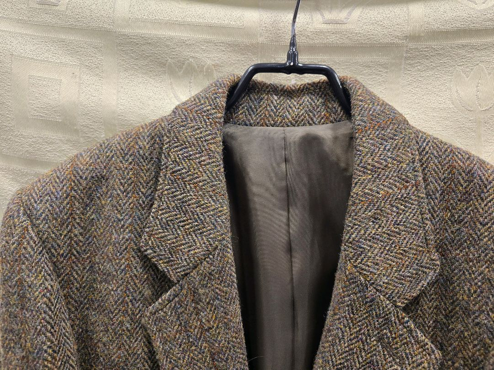 해리스 트위드 헤링본 울 블레이저 자켓 95정도--1