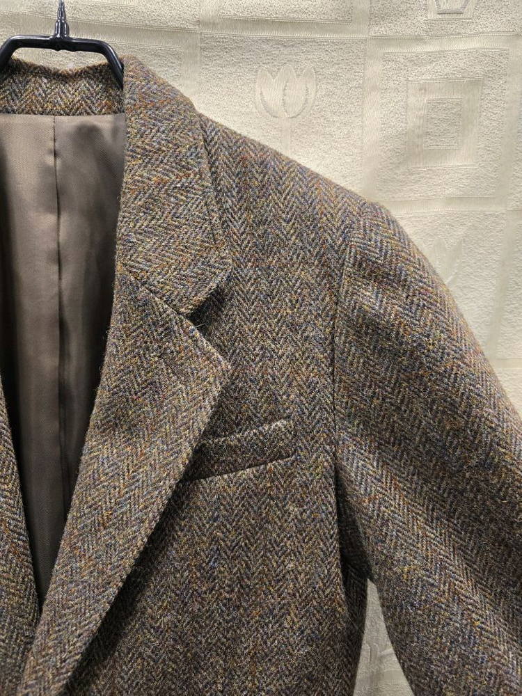 해리스 트위드 헤링본 울 블레이저 자켓 95정도--2