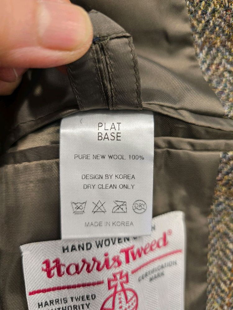 해리스 트위드 헤링본 울 블레이저 자켓 95정도--7