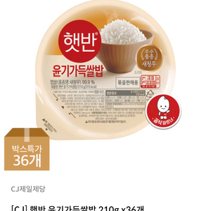 CJ 햇반 210g 36개 X 2박스