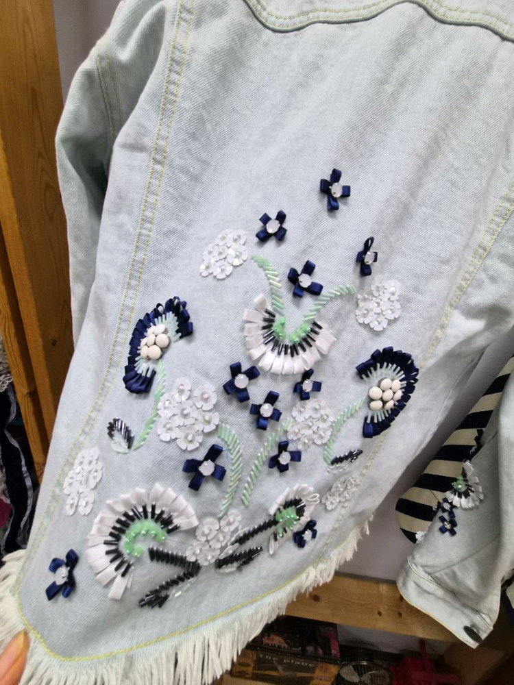 수입 핸드비즈 데님자켓.blank 도트 스트라이프 스커트--14