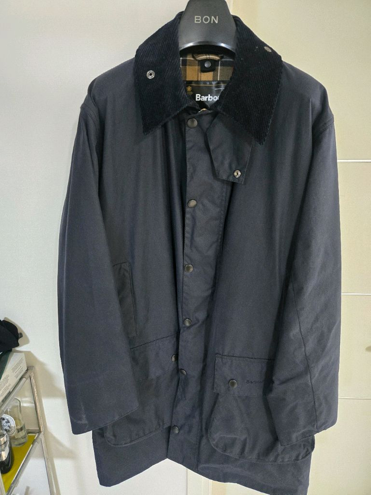 바버 Border 왁스 자켓 네이비 40--0