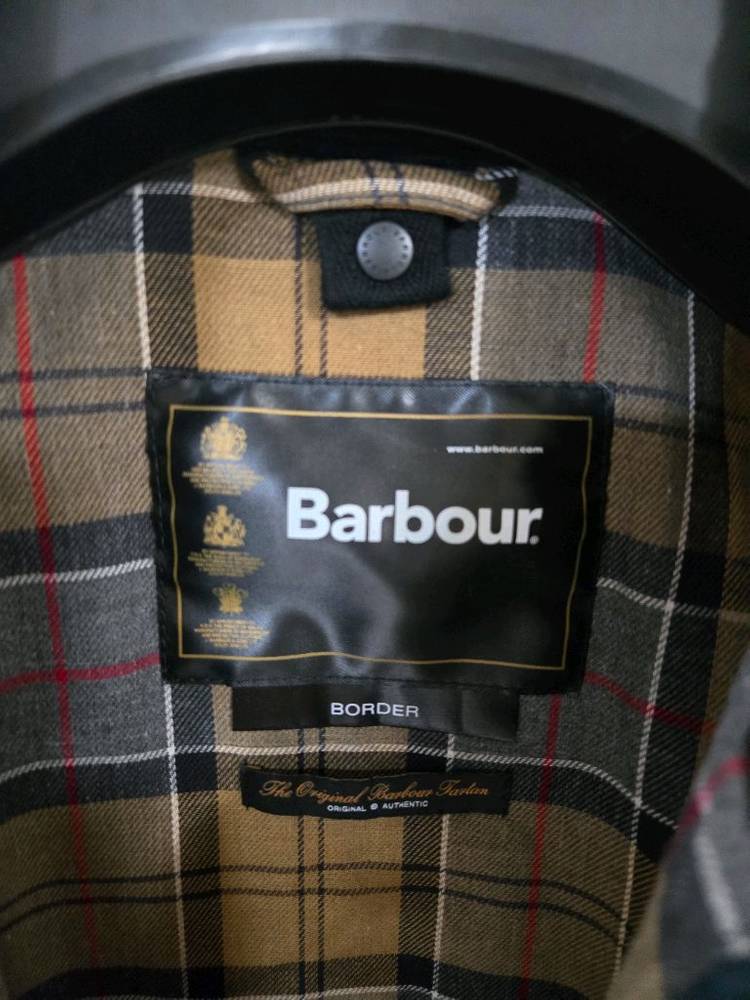 바버 Border 왁스 자켓 네이비 40--2