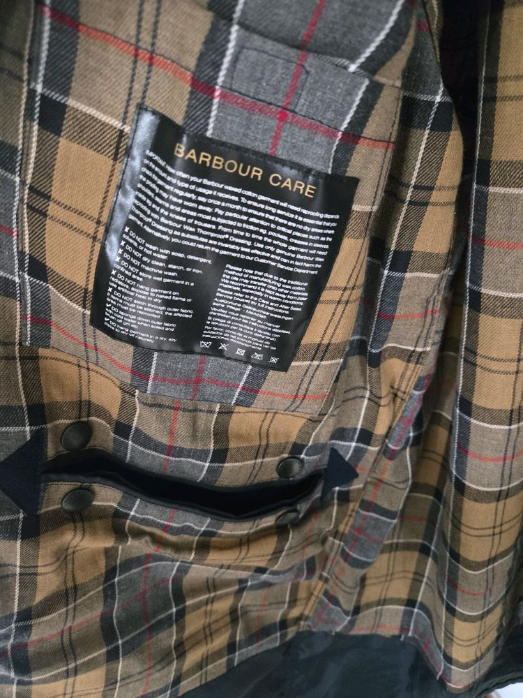 바버 Border 왁스 자켓 네이비 40--4