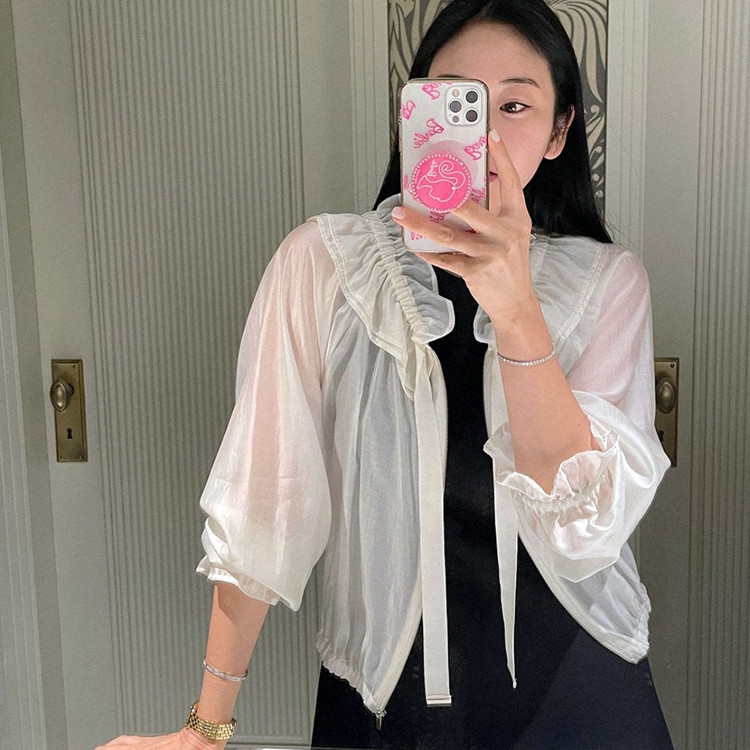 낸시렐라(nancyrella) 시어링 프릴자켓 프리사이즈 새상품--1