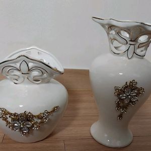 흰색 도자기 화병 세트