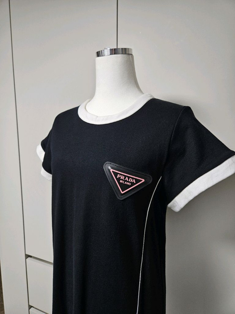 블랙 로고 트라이앵글 반팔 미니 캐쥬얼 원피스 [미착용] 이미지