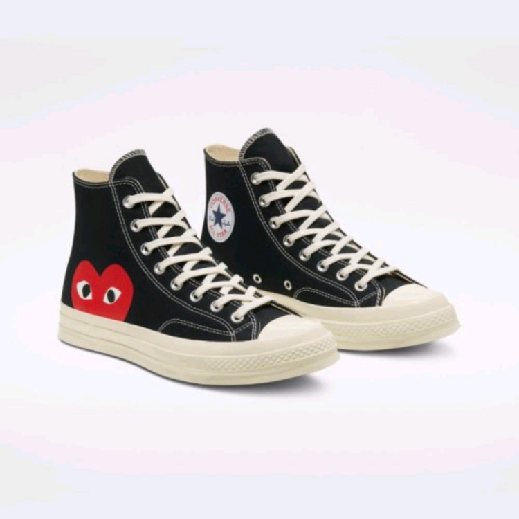 컨버스 x 꼼데가르송 척 테일러 하이 블랙 스니커즈 운동화--0