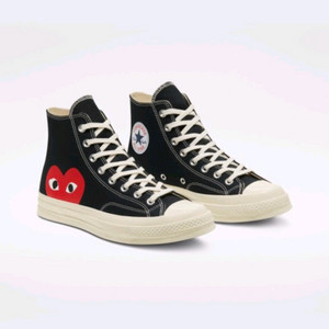컨버스 x 꼼데가르송 척 테일러 하이 블랙 스니커즈 운동화