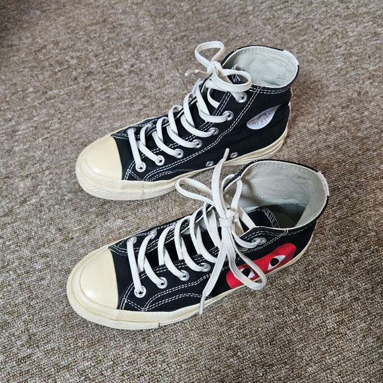 컨버스 x 꼼데가르송 척 테일러 하이 블랙 스니커즈 운동화--1