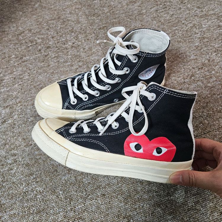 컨버스 x 꼼데가르송 척 테일러 하이 블랙 스니커즈 운동화--2