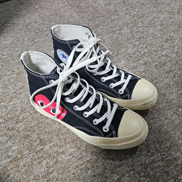 컨버스 x 꼼데가르송 척 테일러 하이 블랙 스니커즈 운동화--8