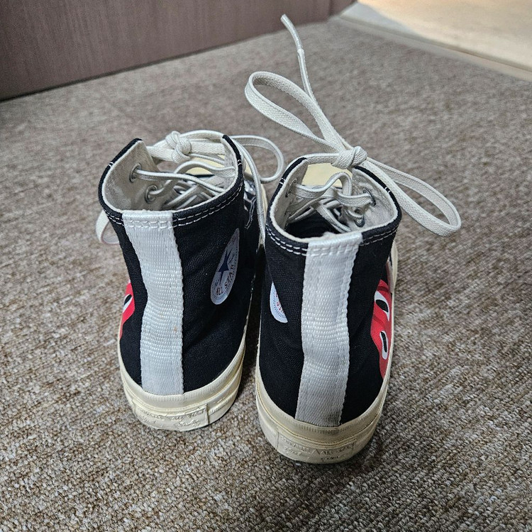 컨버스 x 꼼데가르송 척 테일러 하이 블랙 스니커즈 운동화--9