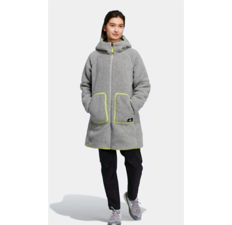 아디다스 여성 쉐르파 양면후드 롱코트 이미지